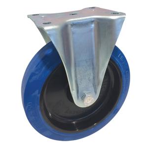 Non Marking Caster - 8" (203.2 mm), 440 lbs. (199.58 kg.), Rubber, Rigid, Steel, 1-31/32" (50 mm), 4-1/8" x 3" (105 mm x 76 mm), 7/16" (11 mm), 4" x 4-1/2" (102 mm x 114 mm)