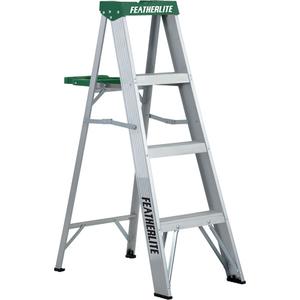 Commercial Duty Stepladders (2400 Series) - 4', 10', Aluminum, 225 lbs., 17.75", 27.8125", 2, 2, 24", 45"