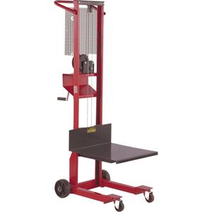 Platform Lift Stacker - 500 lbs, 20" L x 20" W, 4", 54", Hand Winch, 4", 40", 500 lbs., 54"