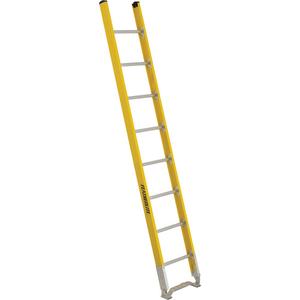 Single Section Straight Ladder - 6100 Series - 8', Fibreglass, 375 lbs., 17.625", Round, 1AA, 1AA, Single