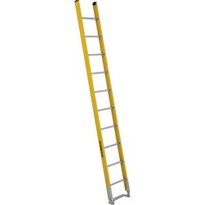 Single Section Straight Ladder - 6100 Series - 10', Fibreglass, 375 lbs., 17.625", Round, 1AA, 1AA, Single