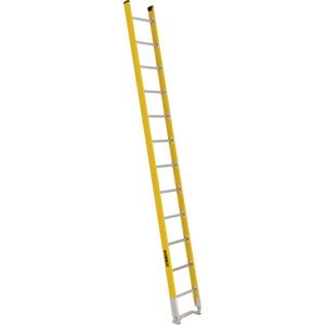 Single Section Straight Ladder - 6100 Series - 12', Fibreglass, 375 lbs., 17.625", Round, 1AA, 1AA, Single