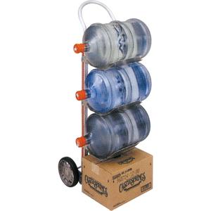 5 Water Bottle Hand truck - Continuous Handle, Aluminum, 14" W x 12" D, Mold on Rubber, 8" H x 2" W, 500 lbs., 55", 14", Silver