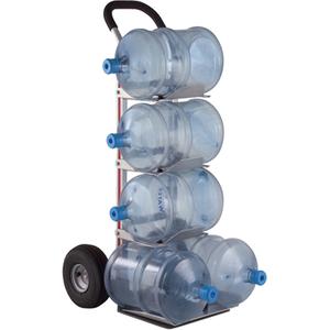 6 Water Bottle Hand truck - Continuous Handle, Aluminum, 14" W x 12" D, Pneumatic, 10" H x 3" W, 500 lbs., 55", 14", Silver