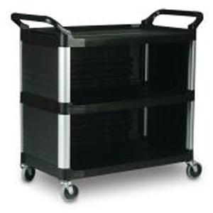 Service Utility Cart - 3, 300 lbs., Polypropylene, 40-3/8", 37-4/5", 20", Rubber, Knocked Down, Black