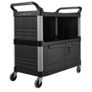 Equipment Cart - 1, 300 lbs., Plastic, 40-5/8", 37-7/8", 20-3/4", Rubber, Knocked Down, Black, Ergonomic