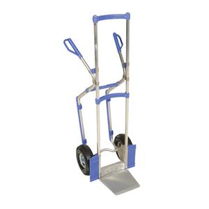 Ergonomic Hand Truck - Combination, Aluminum, 11" W x 10" D, Pneumatic, 10" H x 3-1/2" W, 350 lbs., 52", 21", Curved back frame