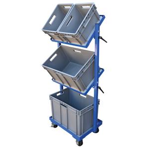 Stock Cart - 3, 300 lbs., 30-11/16", Steel, 60-5/8", 19-1/4", Mold-on Rubber, 23", Knock Down, Lip Up, 2", 1-1/2", Mold-on rubber, Baked-in powder coat