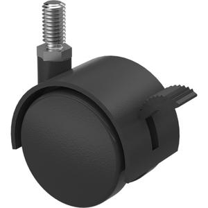 Twin Wheel Caster (300/400 Series) - 2" (51 mm), 75 lbs. (34 kg.), Plastic, Swivel with Brake, Steel, 2" (51 mm), Threaded, 2", 2.625", Threaded Stem 5/16" x 3/4"