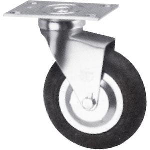 Caster - 4" (101.6 mm), 125 lbs. (57 kg.), Neoprene, Swivel, Steel, 1" (25.4 mm), 2-3/4" x 1-3/4" (70 mm x 44 mm), 5/16" (7.93 mm), 2-1/2" x 3-5/8" (64 mm x 92 mm)