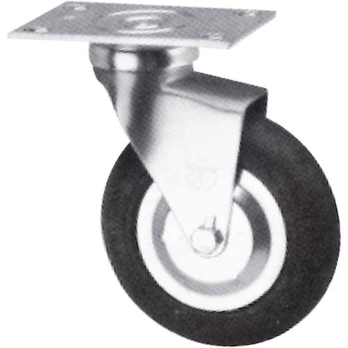 Caster - 4" (101.6 mm), 125 lbs. (57 kg.), Neoprene, Swivel, Steel, 1" (25.4 mm), 2-3/4" x 1-3/4" (70 mm x 44 mm), 5/16" (7.93 mm), 2-1/2" x 3-5/8" (64 mm x 92 mm)