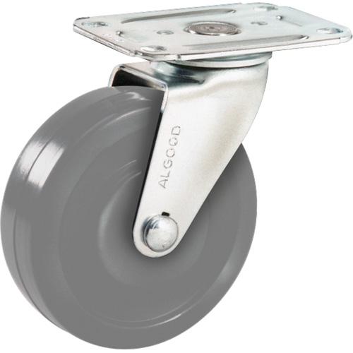 Light-Duty Caster - 4" (101.6 mm), 150 lbs. (68 kg.), Urethane, Swivel, Steel, 1" (25.4 mm), 1-3/4" x 3" (44 mm x 76 mm), 5/16" (7.93 mm), 2-3/4" x 3-3/4" (70 mm x 95 mm), Nylon, 3.375", 4.8125"
