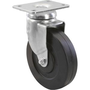 Medium Duty Caster - 5" (127 mm), 275 lbs. (125 kg.), Rubber, Swivel, Steel, 1-1/4" (31.75 mm), 2-13/16" x 3-1/16" (71 mm x 78 mm), 5/16" (7.93 mm), 2-3/4" x 3-3/4" (70 mm x 95 mm)