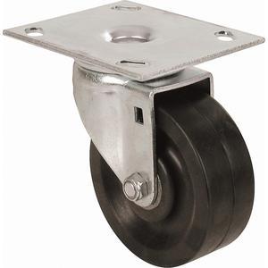 Heavy-Duty Caster - 4" (101.6 mm), 400 lbs. (181 kg.), Polyolefin, Swivel, Steel, 1-1/2" (38 mm), 2-5/8" - 3" (67 mm x 76 mm) - 3" - 3-5/8" (76 mm - 92 mm), 3/8" (9.52 mm), 4" x 4-1/2" (102 mm x 114 mm)
