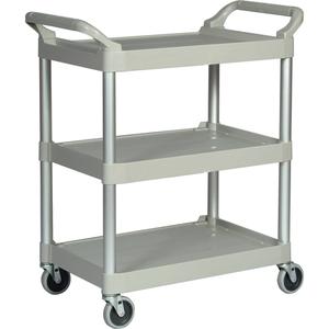 Light-Duty Utility Cart - 3, 200 lbs., Plastic, 19", 38", 34", Rubber, Knocked Down, Platinum