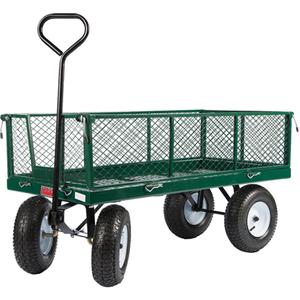 Wagons With Fold-Down Racks - 24", 48", 48", 800 lbs., 13", Pneumatic, 5" x 13", Green