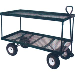 Double Deck Wagon - 24", 48", 48", 600 lbs., 10", Pneumatic, 4" x 10", Green