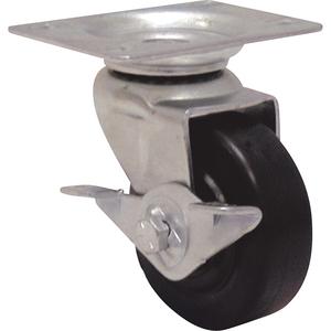 Light-Duty Caster - 5" (127 mm), 150 lbs. (68 kg.), Urethane, Swivel with Brake, Steel, 1" (25.4 mm), 1-3/4" x 3" (44 mm x 76 mm), 5/16" (7.93 mm), 2-3/4" x 3-3/4" (70 mm x 95 mm), Nylon, 3.6875"