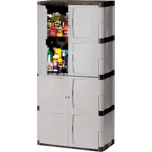 Heavy-Duty Cabinets - 72", 36", 18", 3, Mica and Charcoal, Plastic, 180 lbs., Knocked Down, 36 x 18 x 72