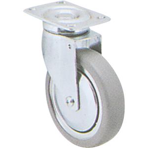 Zinc Plated Caster - 3" (76 mm), 150 lbs. (68 kg.), Rubber, Swivel, Steel, 1-1/4" (31.75 mm), 3" x 1-3/4" (76 mm x 44 mm), 5/16" (7.93 mm), 2-3/4" x 3-3/4" (70 mm x 95 mm), Ball, 4.25", 3"