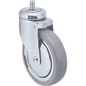 Zinc Plated Caster - 3" (76 mm), 150 lbs. (68 kg.), Grey Rubber, Swivel, Steel, 1-1/4" (31.8 mm), Threaded, 1/2" (13 mm), 3/4" (19 mm), Ball, 4.25", 3"