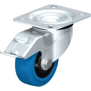 Blue Caster - 3-1/8" (79.5 mm), 250 lbs. (113 kg.), Nylon, Swivel with Brake, Steel, 1-1/4" (31.75 mm), 3-5/32" x 2-3/8" (80 mm x 60 mm), 11/32" (9 mm), 3-3/8" x 4" (86 mm x 102 mm)