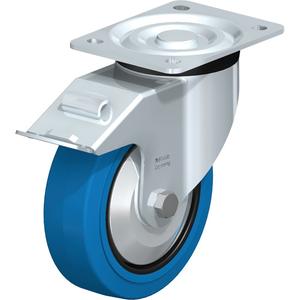 Blue Caster - 6" (152.4 mm), 770 lbs. (349 kg.), Rubber, Swivel with Brake, Steel, 2" (50.8 mm), 4-1/8" x 3" (105 mm x 76 mm), 7/16" (11 mm), 4-1/4" x 5-1/2" (108 mm x 140 mm)