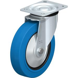 Blue Elastic Caster - 8" (203.2 mm), 770 lbs. (349 kg.), Rubber, Swivel, Steel, 2" (50.8 mm), 4-1/8" x 3" (105 mm x 76 mm), 7/16" (11 mm), 4-1/4" x 5-1/2" (108 mm x 140 mm)