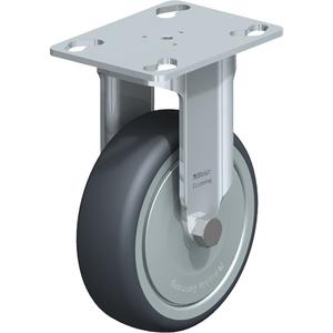 Caster - 4" (101.6 mm), 200 lbs. (91 kg.), Thermoplastic Rubber, Rigid, Steel, 1-1/4" (31.75 mm), 2-3/4" x 1-3/4" (70 mm x 44 mm), 5/16" (7.93 mm), 2-1/2" x 3-1/2" (64 mm x 89 mm), Ball, 5.25"