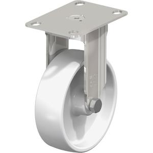 Caster - 4" (101.6 mm), 265 lbs. (120 kg.), Nylon, Rigid, Stainless Steel, 1-1/4" (31.75 mm), 1-3/4" x 2-7/8" (44 mm x 73 mm), 5/16" (7.93 mm), 2-1/2 x 3-5/8" (64 mm x 92 mm), 3.3125", 5.125"