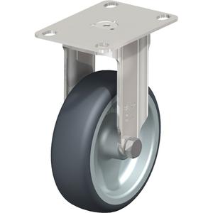 Caster - 4" (101.6 mm), 240 lbs. (108 kg.), Rubber, Rigid, Stainless Steel, 1-1/4" (31.75 mm), 1-3/4" x 2-7/8" (44 mm x 73 mm), 5/16" (7.93 mm), 2-1/2 x 3-5/8" (64 mm x 92 mm), 3.3125", 5.125"