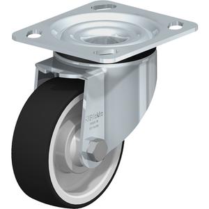 Heavy-Duty Kingpinless Caster - 4" (101.6 mm), 660 lbs. (300 kg.), Thermoplastic Polyurethane, Swivel, Steel, 1-3/8" (35 mm), 2-5/8" x 3-5/8" (67 mm x 92 mm) to 3" x 3" (76 mm x 76 mm), 3/8" (9.52 mm)