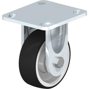 Heavy-Duty Kingpinless Caster - 4" (101.6 mm), 660 lbs. (300 kg.), Thermoplastic Polyurethane, Rigid, Steel, 1-3/8" (35 mm), 2-5/8" x 3-5/8" (67 mm x 92 mm) to 3" x 3" (76 mm x 76 mm), 3/8" (9.52 mm), 4" x 4-1/2" (102 mm x 114 mm)