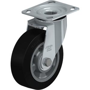Heavy-Duty Kingpinless Caster - 6" (152.4 mm), 660 lbs. (300 kg.), Rubber, Swivel, Steel, 2-1/8" (54 mm), 2-5/8" x 3-5/8" (67 mm x 92 mm) to 3" x 3" (76 mm x 76 mm), 3/8" (9.52 mm), 4" x 4-1/2" (102 mm x 114 mm)