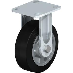 Heavy-Duty Kingpinless Caster - 6" (152.4 mm), 660 lbs. (300 kg.), Rubber, Rigid, Steel, 2-1/8" (54 mm), 2-5/8" x 3-5/8" (67 mm x 92 mm) to 3" x 3" (76 mm x 76 mm), 3/8" (9.52 mm), 4" x 4-1/2" (102 mm x 114 mm)