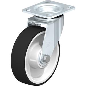 Heavy-Duty Kingpinless Caster - 6-5/16" (160.3375 mm), 1210 lbs. (550 kg.), Thermoplastic Polyurethane, Swivel, Steel, 1-3/4" (44.5 mm), 2-5/8" x 3-5/8" (67 mm x 92 mm) to 3" x 3" (76 mm x 76 mm), 3/8" (9.52 mm)