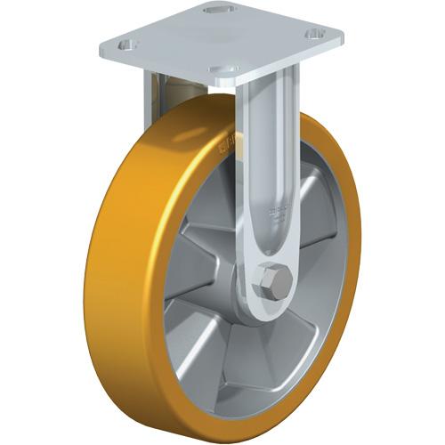 Heavy-Duty Kingpinless Caster - 8" (203.2 mm), 1250 lbs. (567 kg.), Polyurethane, Rigid, Steel, 2" (50.8 mm), 2-5/8" x 3-5/8" (67 mm x 92 mm) to 3" x 3" (76 mm x 76 mm), 3/8" (9.52 mm), 4" x 4-1/2" (102 mm x 114 mm)