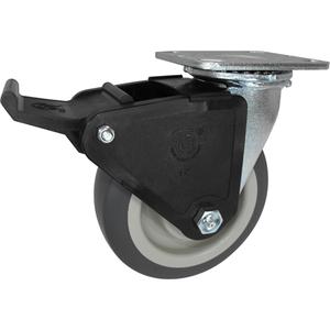Total Locking Caster - 6" (152.4 mm), 900 lbs. (408 kg.), Forged Steel, Swivel with Brake, Steel, 2" (50.8 mm), 2-5/8" - 3" (67 mm x 76 mm) - 3" - 3-5/8" (76 mm - 92 mm), 3/8" (9.52 mm), 4" x 4-1/2" (102 mm x 114 mm)