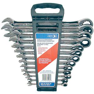 RCWS-13S Long Pattern SAE Ratcheting Combination Wrench Set - 13, Imperial, Combination, 1/4"; 5/16"; 3/8"; 7/16"; 1/2"; 9/16"; 5/8"; 11/16"; 3/4"; 13/16"; 7/8"; 15/16"; 1"