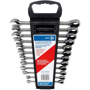 12-PC Long Pattern Metric Ratcheting Combination Wrench Set - 010-LPOD300 - Plain, 8 mm; 9 mm; 10 mm; 11 mm; 12 mm; 13 mm; 14 mm; 15 mm; 16 mm; 17 mm; 18 mm; 19 mm