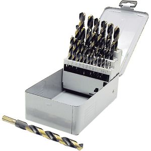 BG29RS Premium JET-KUT B & G Reduced Shank Drill Bit Set - 010-LPOD468 - 29, High Speed Steel, 135° Split, Black & Gold, Reduced 3 Flats
