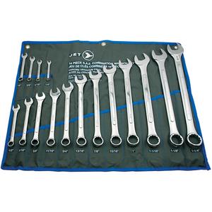 CWS-16S Combination Wrench Set - 16, Imperial, Chrome Vanadium Steel, 1/4" to 1-1/4", Raise Panel