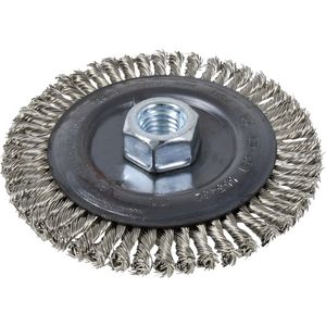 Stringer Bead Brush Wheel - 010-LPOD426 - 6", 1/4", 0.022", 5/8"-11, 302 Stainless Steel, 10000 RPM