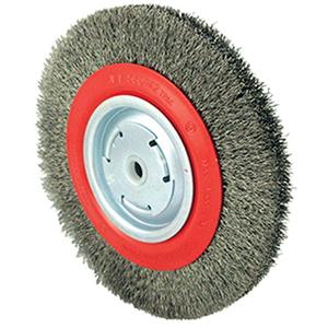 101G-2M Medium Wire Wheel - 8", 7/8", 0.014", 1/2" - 2", Crimped, Tempered High Carbon Steel, 4500 RPM