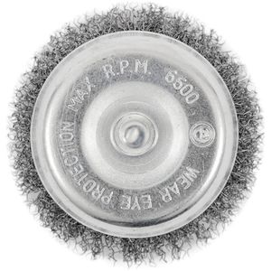 Shaft-Mounted Crimped Cup Brush - 010-LPOD500 - 3", 0.008", 1/4", 6500 RPM