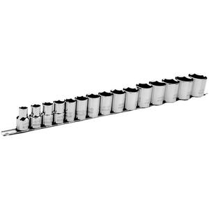 SS1215-6 6-Point SAE Socket Set - 1/2", Impact, Standard, 15, Chrome, Chrome Vanadium, 6, Socket Rail