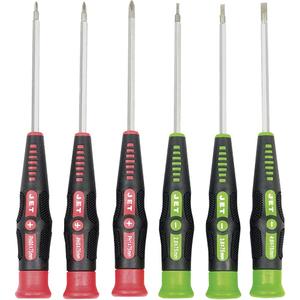 JPSD-6 Precision Screwdriver Set - 6, Magnetic, Philips #00; Philips #0; Philips #1; Slot 2; Slot 2; Slot 3; Slot 4