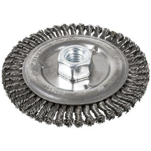 Stringer Bead Brush - 6", 1/4", 0.022", Steel, 5/8"-11, Stringer Bead, 10000 RPM, Angle Grinder, Knotted Radial