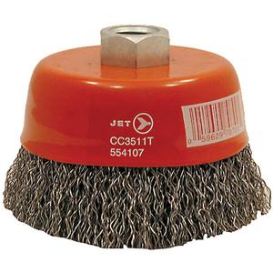 CC3511T High Performance NC Premium Crimped Cup Brush - 3-1/2", 0.014", Steel, 5/8"-11, Rust/Paint Removal; Cleaning; Deburring, Crimped Wire, 11500 RPM, Angle Grinder
