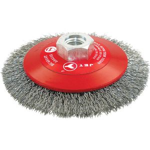 High-Performance Bevel Crimped Conical Brush - 4-1/2", 0.014", Steel, 5/8"-11, 12500 RPM